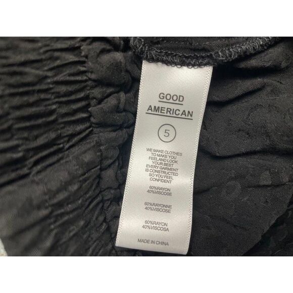 Good American Women's Pleated Pants Size 5/2X Black Leopard Print Rayon Viscose - Picture 4 of 6